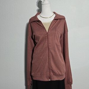 Vintage Haband Women's Large Salmon/Red Zip-up Lightweight.